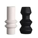 TERESA'S COLLECTIONS Black and White Modern Vase for Home Decor, Decorative Fornasetti Vase for Fireplace, Flower Vases for Living Room, Mantel, Shelf, Ideal Gifts for Mothers Day, Mom, 8.4"-Set of 2