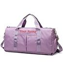 Personalized Name Embroidered Gym Bag, Custom Duffel Bag, Custom Embroidered Monogram Sports Bag with Wet and Dry Pockets and Shoe Compartment, Weekend Travel Bag, Overnight Bag (Purple)