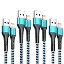 iPhone Charger 4Pack 10ft, [Apple MFi Certified] Lightning Cable 10 Foot Long iPhone Charger Cord Fast Charging Cable for iPhone 13 12 Pro Max Mini 11 Pro XS XR X 10 8 7 Plus 6s 6 SE 2020 iPad-Blue