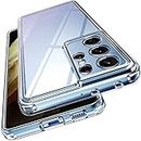 ivoler Nie Vergilbung Klar Hülle für Samsung Galaxy S21 Ultra 5G, [Militärischer Schutz] [Kameraschutz] Stoßfest Kratzfest Transparent Schutzhülle, Dünn Durchsichtige Handyhülle Case