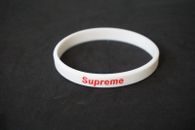 1X Silicone Wristband Supreme White Red, Black White 3/8 Slim USPS Fast Shipping