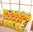 Charms Gift Basket Emoji Microfiber Cushions Pillows Poo Love Heart Kiss Cool Smiley (30 X 30 Cm) -Set of 6, Yellow