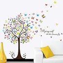 Cartoon Heart Tree Butterfly Wall Decals Removable Wall Decor Decorative Painting Supplies Wall Treatments Stickers for Girls Kids Living Room Bedroom
