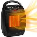 Portable Electric Space Heater with Thermostat, 1500W/750W Safe & Quiet Ceramic Heater Fan, Heat Up 200 sq. Ft for Office Room Desk Indoor Use (Black)