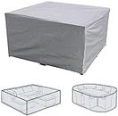 Agility Garden Furniture Cover Oxford Cloth Outdoor Patio Furniture Cover Waterproof and UV Resistant Protects Furniture Rectangular/Square Patio Table Cover Silver(126L*126W*74H CM)
