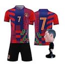 New #7 Youth Size Soccer Jersey for Boys Girls Uniform with doll Kids Football Shirt Gift Set (12-13years)