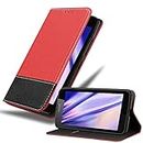 Cadorabo Book Case Compatible with Nokia Lumia 640 in RED Black - with Magnetic Closure, Stand Function and Card Slot - Wallet Etui Cover Pouch PU Leather Flip