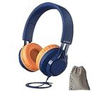 Kids Headphones with Microphone for Children Boys Girls, Volume Limit 85dB, Over/On Ear Headphones,Wired Headphones for Teens School, Travel, Compatible with Cellphones, Tablets, Kindle (Blue)