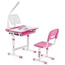 Alex Daisy Kids Plastic European Pluto Height Adjustable Study Table and Chair Set with Lamp (Pink Unicorn), 76 Cm, 67 Cm