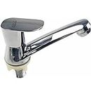 Spazio Stainless Steel Opal Collection Pillar Cock Fitting Quarter Turn Flow Wash Basin Tap Home Kitchen Bathroom Tap for Wash Basin & Sink Tap Chrome Plated Brass Disc Pack of 1