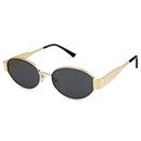 SOJOS Retro Oval Sunglasses for Women Men Trendy Sunglasses Classic Shades UV400 Protection SJ1217 Gold/Grey Lens