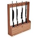 Soaoo Gun Rack, Ten Gun Wooden Standing Floor Gun Display Rack, Gun Display Rack with Storage Compartment for Home or Garage Safe Hunting Gun Storage(Walnut)