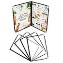 Belle Vous Double Fold A4 Menu Covers (5 Pack) - 2 Fold Double View American Style Menu Holders - Black Foldable Clear Menu Covers with Corner Protectors - For Restaurants, Bars, Cafes, Food & Drink