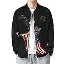 WEEDKEYCAT American Flag Eagle Men's Jacket Full Zip Sweatshirts Coats Outwear Casual Tops with Pocket 3XL