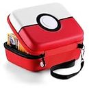 JoyHood Trading Card Storage Tin Box for PTCG Cards, Hard-Shell Game Cards Carry Case Holder Bag, Holds Up to 400+ Cards (Red Pokeball)