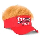 GODVINTAGE Trump 2024 Hat with Hair,Donald Trump Make America Great Again Wig Hat Embroidered Ultra Adjustable MAGA Baseball Cap, Red Trump 2024 Hat with Hair, One Size