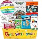 GET WELL GIFT Basket, package for Adults or kids Men, women, boy or girl Care package, Feel better soon for home or hospital, after surgery w/Balloon, candy & snacks & greeting card, Sympathy Gift