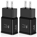 2 Pack Adaptive Fast Charging Block USB Wall Charger Plug Adapter Compatible with Samsung Galaxy S20/S20+/S20 5G Ultra/S10/S10e S9 S8 S7 S6 S5 Edge Plus Active, Note 5 7 8 9 10 20 Quick Charge (Black)