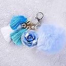 NW 1776 Hand-Made Flowers Never Fade Plush Ball, Eternal Flowers Perfect Clothing and Bag Accessories Gift with for Valentine's Day, Mother's Day, Christmas, Anniversary, Birthday (Blue)