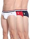 U.S. POLO ASSN. Men's Cotton Classic Briefs (Pack of 3) (EB002_Navy | Red | White