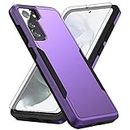 Asuwish Phone Case for Samsung Galaxy S21 Glaxay S 21 5G 6.2 inch with Tempered Glass Screen Protector Cover and Slim Thin Hybrid Full Body Protective Cell Accessories Gaxaly 21S G5 Women Men Purple