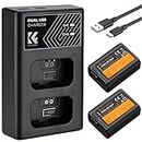K&F Concept NP-FW50 Battery and Dual Battery Charger for Sony ZVE10 Batteries Compatible with Sony Alpha 7, A7, A7II, A7RII, A7SII, A7S, A7S2, A7R, A7R2, A6500, A6300, A6000, A5000