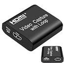 CARE CASE® Video HDMI Capture Card with Loop Out. Live Streaming Video Game Grabber Recording Device with HDMI Loop-Out for Full HD 1080P 60FPS Acquisition and Live Broadcasting Video Capture Card.