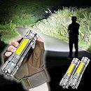 2pcs LED Flashlight,10000 High Lumens Super Bright Flashlight,Waterproofs Rechargeable Flashlight with 4 Modes,Large Capacity Battery Handheld Flashlight for Hiking,Cycling,Emergencies Reserve