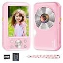 Digital Camera, Kids Camera with 32GB Card, FHD 1080P 44MP Vlogging Camera, 16X Zoom Point and Shoot Digital Camera Compact Portable Rechargeable Cameras for Teens Boys Girls Students Seniors(Pink)