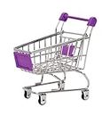 ServEzee Miniature Mini Trolley, Mini Supermarket Shopping Cart Trolley, Table Decor, Stainless Steel Mobile Holder, Kids Playing Trolley (Multicolor)