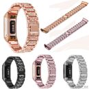 For Fitbit charge 3 4 Stainless Steel Strap Rhinestone  Watch Band Women's