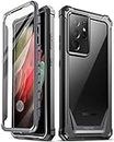 Poetic Guardian Case [6FT Mil-Grade Drop Tested] Designed for with Samsung Galaxy S21 Ultra 5G 6.8", Built-in Screen Protector Work with Fingerprint ID, Full Body Shockproof Case, Black/Clear