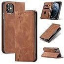 UEEBAI Wallet Case for iPhone 6 iPhone 6S, Premium PU Leather Case Vintage Matte Wallet Flip Cover [Card Slots] [Magnetic Closure] Stand Function Folio Shockproof Full Protector - Brown