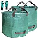 Standard 2-Pack 16 Gallon Yard Lawn Garden Bags (D18, H15 inch) with Gardening Gloves, Yard Waste Bags,Garden Debris Bag,Camping Trash Bags,Recycling Bag,Laundry Bag,Lawn Weeds Bag,Leaf Bags 4 handles