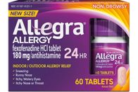 Allegra 24 HR Non-Drowsy Allergy Relief 60 Tablets Exp. 03/2025+