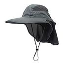Sun Hat Men & Women UPF 50+ Mesh Summer Protection Outdoor UV Cap with Neck Flap Breathable Packable Hunting Fishing Beach Hat Dark Gray