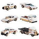 Hot Wheels 2020 Pearl and Chrome Exclusive Muscle Speeder, '32 Ford, Fast-Bed Hauler, '55 Chevy Bel Air Gasser, '68 Corvette Gas Monkey Garage, Volkswagen T2 Pickup - Complete Set of 6!
