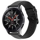 iBazal Bracelets Galaxy Watch 46mm Cuir 22mm Bandes Compatible avec Samsung Galaxy Watch 3 45mm/Gear S3 Frontier Classic Band Peau Remplacement pour Huawei Watch 2 Classic/GT,TicWatch Pro/E2/S2 - Noir