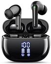 YAQ Wireless Earbuds Bluetooth Headphones, 40H Playtime Stereo IPX5 Waterproof Ear Buds, LED Power Display Cordless in-Ear Earphones with Microphone for iOS Android Cell Phone Sports