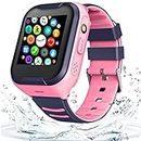 4G GPS Kids Smart Watch,Waterproof Kids Phone Smartwatch with GPS Tracker Touch Screen Video Phone Call Real-time Tracking Camera SOS Alarm Pedometer, for Boys Girls Gifts(Pink)