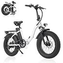 Foldable Electric Bike, 20"×4.0" Fat Tire E Bike, 3 Riding Modes, Shimano 7 Speed,Removable Battery Long Range up to 90 KM, All-Terrain E-Bike Mountain Bike City Bicycle Unisex