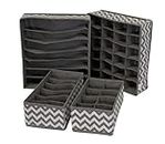 Moxtiza Foldable Cloth Storage Box Closet Dresser Drawer Organizer Cube Basket Bins Containers Divider with Drawers for Underwear, Bras, Socks, Ties, Scarves, Set of 6