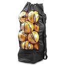WADY Extra Large Mesh Ball Bag Adjustable Drawstring Ball Bag Waterproof Equipment Bag with Strap for Basketball Volleyball Soccer Rugby Net Ball Carrying Storage Sack Holds 15 Balls