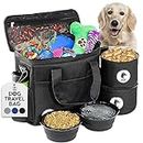 Top Dog Pet Gear Black Dog Travel Bag for Supplies - Includes Travel Bag, Travel Dog Bowls, Food Storage - Airline Approved Dog Bags for Traveling - Dog Travel Accessories for Camping, Beach