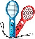 Kethvoz Tennisschläger Tennis Racket for Nintendo Switch Game, Mario Tennis Aces Spiele Tennis Schläger für N-Switch OLED Lite Joy-Con Konsole Controllers in Swing Mode (2 Stück, Blau & Rot)