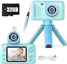 Leqtroniq 40MP Kids Digital Camera with Flip Lens, Portable 1080P HD Digital Video Recorder with 32GB SD Card for 3 Year + Boys & Girls (Blue)