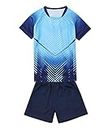LUCKYLUAN Boys' Soccer Jersey Sports Team Training Shirt and Shorts Uniform 5-6 Years Blue Navy