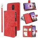 Compatible with LG Stylo 4 Wallet Case and Premium Vintage Leather Flip Credit Card Holder Stand Cell Accessories Phone Cover for Stylo4 Plus LGstylo4 Sylo4 Style 04 4+ Q Stylus Alpha Stlo4 Red