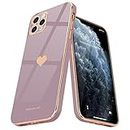 Teageo for iPhone 11 Pro Max Case Cute Heart Pattern for Women Girls Slim Luxury Bling Plating Soft TPU Anti-Scratch Shockproof Bumper Phone Case for iPhone 11 Pro Max, Lavender
