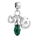GMXLin Birthstone Birthday Charms Teardrop Love Heart Dangle Bead Compatible with Pandora Charms Bracelets, copper